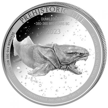 Srebrna moneta Prehistoric Life - Dunkleosteus  , Kongo 1 oz  2023
