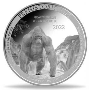 Srebrna moneta Prehistoric Life - Gigantopithecus  , Kongo 1 oz  2022