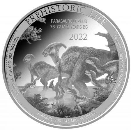 Srebrna moneta Prehistoric Life - Parasaurolophus   , Kongo 1 oz  2022