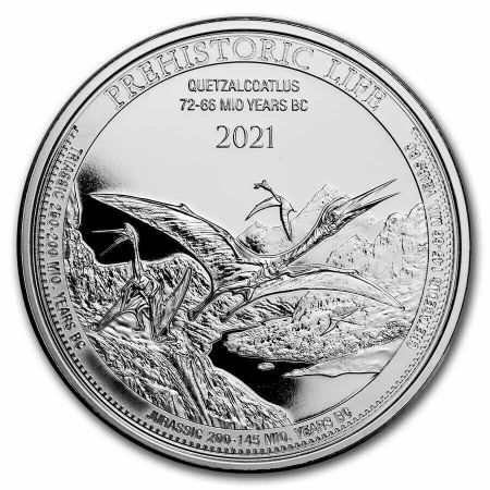 Srebrna moneta Prehistoric Life - Quetzalcoatlus  , Kongo 1 oz  2021
