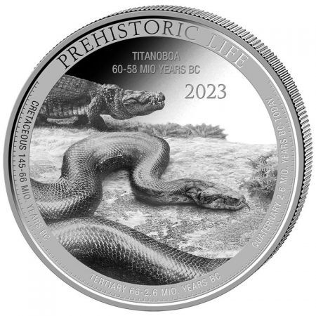 Srebrna moneta Prehistoric Life - Titanoboa  , Kongo 1 oz  2023