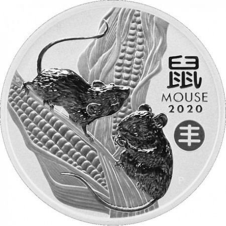 Srebrna moneta Rok Myszy / Lunar III Mouse 1 oz.  2020 ( PRIVY CHINESE HARVEST)