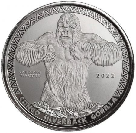 Srebrna moneta Silverback Gorilla 1 oz 2022 (milk spot)