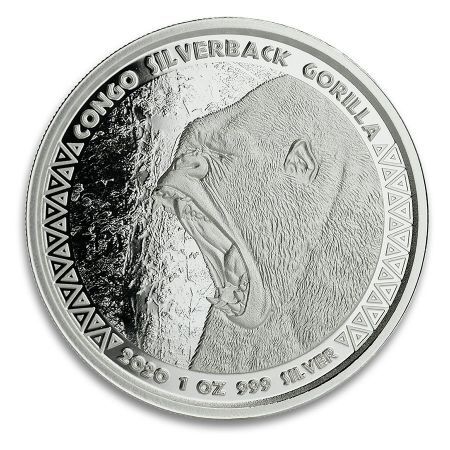Srebrna moneta Silverback Gorilla  , Kongo 1 oz  2020