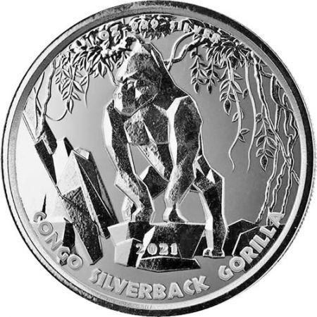 Srebrna moneta Silverback Gorilla  , Kongo 1 oz  2021