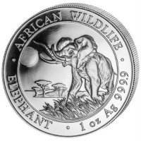 Srebrna moneta  Słoń  Somalia  / Somalia Elephant  1 oz   2016 (patyna)