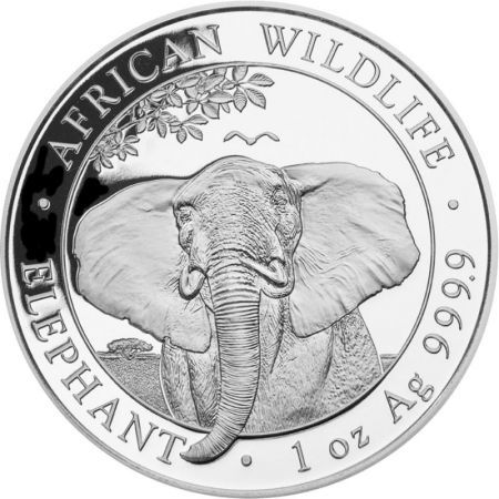 Srebrna moneta  Słoń  Somalijski  1 oz 2021 (milk spot)