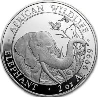 Srebrna moneta  Słoń Somalijski  2  oz   2018  r