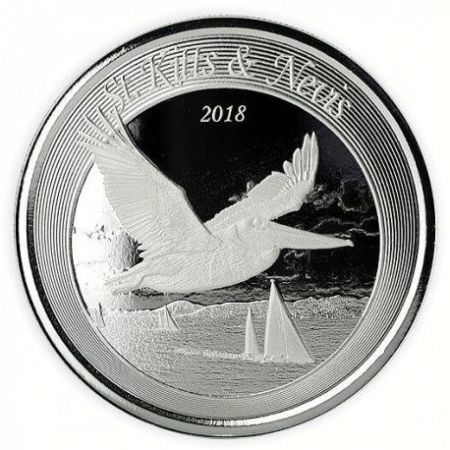 Srebrna moneta St. Kitts & Nevis / Pelikan (Eastern Caribbean 2 ) - 1 oz    2018  r.