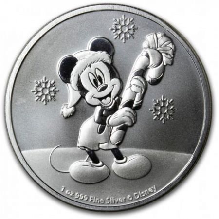 Srebrna moneta Świąteczna Myszka Mickey 1 oz 2020
