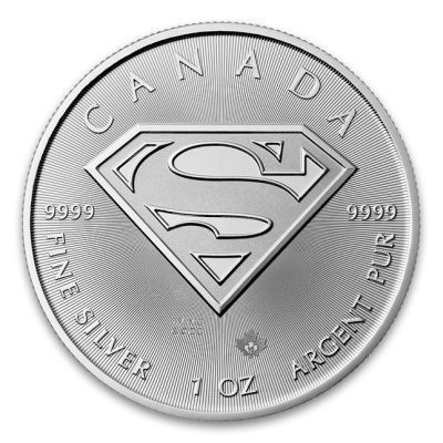Srebrna moneta Tarcza Supermana   1 oz   2016 r ( milk spot), patyna