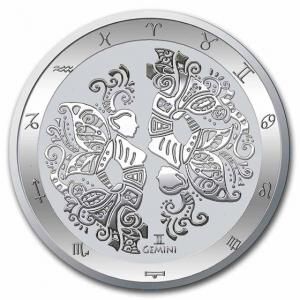 Srebrna moneta  Tokelau  Zodiac  -  BLIŻNIĘTA  1 oz 2021 (milk spot)