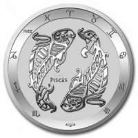 Srebrna moneta  Tokelau  Zodiac  -  RYBY  1 oz 2021 (milk spot)