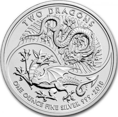 Srebrna moneta Two Dragons   1 oz   2018