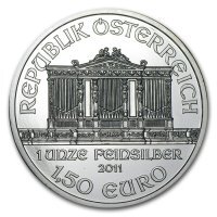 Srebrna moneta  Wiedeńscy Filharmonicy  1 oz 2011 (spot milk, patyna)