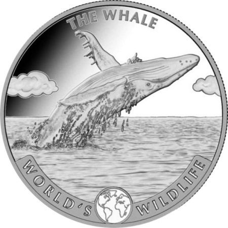 Srebrna moneta Wieloryb , Kongo 2020  1 oz (patyna)