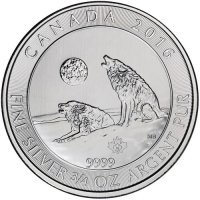 Srebrna moneta Wyjący Wilk  3/4 uncji  2016