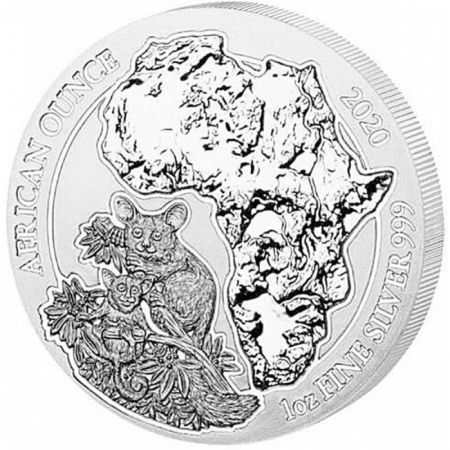 Srebrna moneta Zwierzęta Afryki / Galago , Rwanda  1 oz    2020