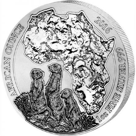 Srebrna moneta Zwierzęta Afryki / Surykatka , Rwanda  1 oz    2016