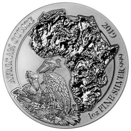 Srebrna moneta Zwierzęta Afryki / Trzewikodziób , Rwanda  1 oz    2019  r.