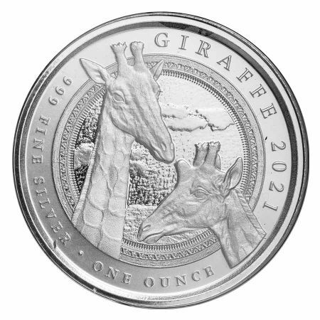 Srebrna moneta Żyrafa , Guinea Equatorial  2021  1 oz