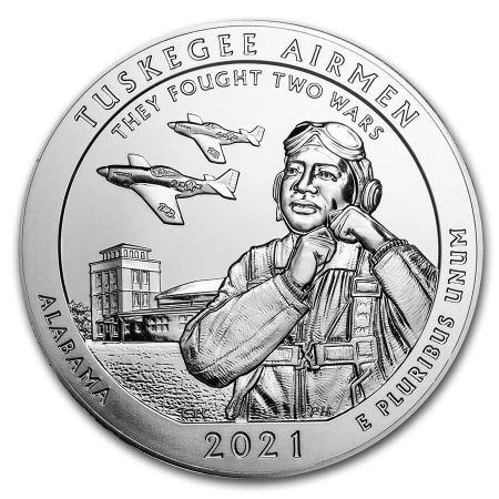 Srebrna monetaTuskegge Airmen 5 oz 2021  (USA) - patyna