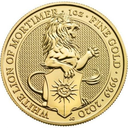 Złota moneta Bestie Królowej (8) White Lion of Mortimer , 1 oz , 2020