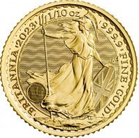 Złota moneta  Britannia  Karol 1/10 uncji  2023