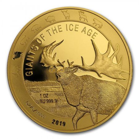 Złota moneta Giganci Ery Lodowcowej  - Jeleń Olbrzymi 1 oz  2019