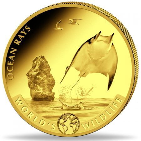 Złota moneta  Kongo ,World's Wildlife - Ocean Rays 1oz