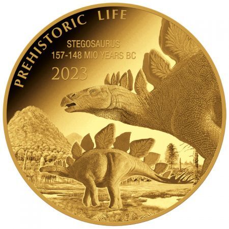 Złota moneta  Prehistoric Life - Stegosaurus , Kongo 0,5 grama  2023