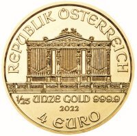 Złota moneta Wiedeńscy Filharmonicy 1/25 oz 2022