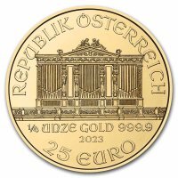 Złota moneta Wiedeńscy Filharmonicy 1/4 oz  2023