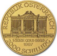 Złota moneta Wiedeńscy Filharmonicy  , 2000 szylingów ,1 oz  1997
