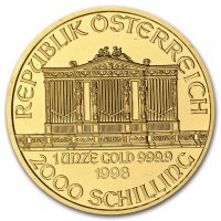Złota moneta Wiedeńscy Filharmonicy  , 2000 szylingów ,1 oz  1998